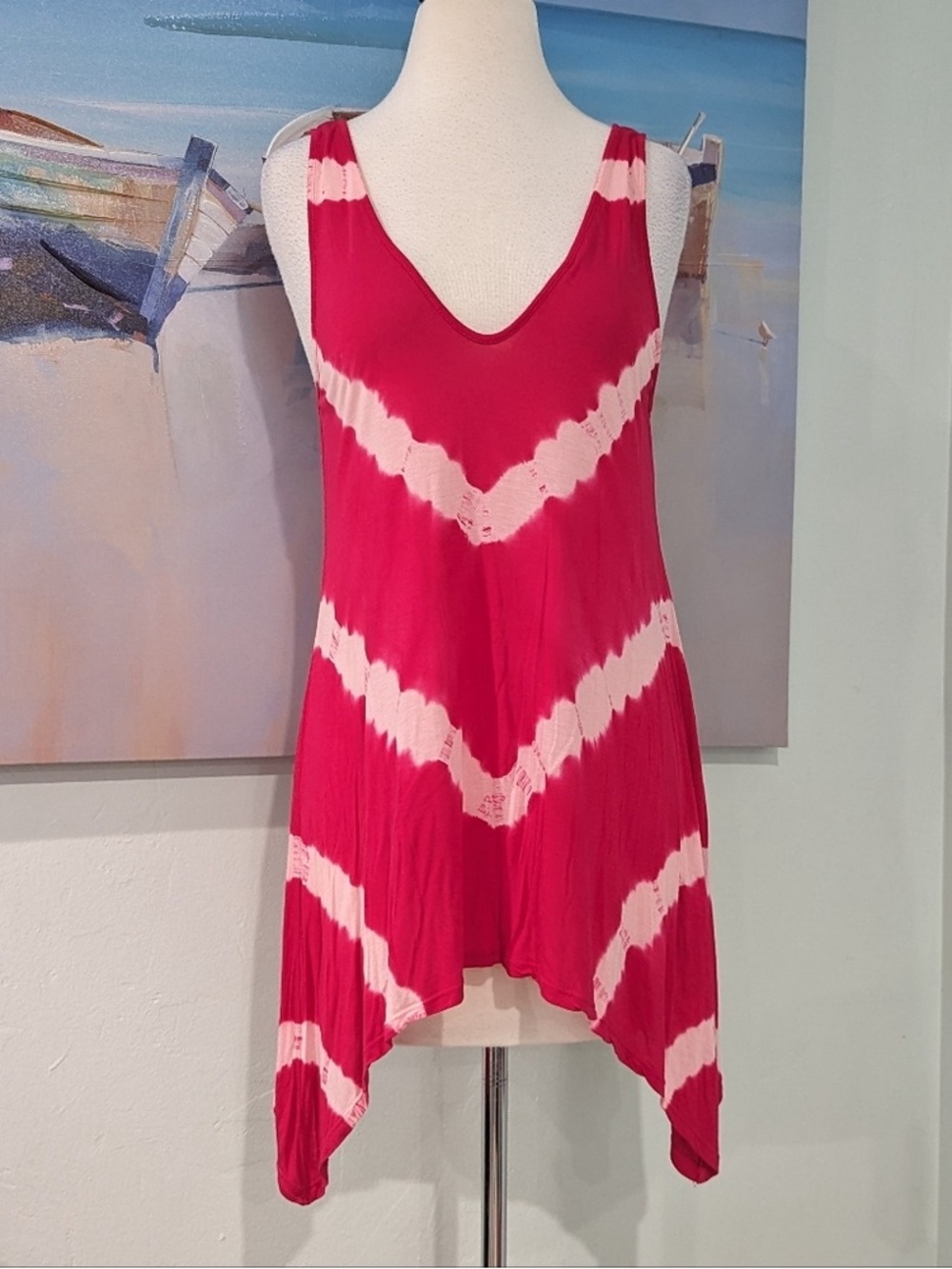 Women’s Pink Tie-Dye Swing Tank Top